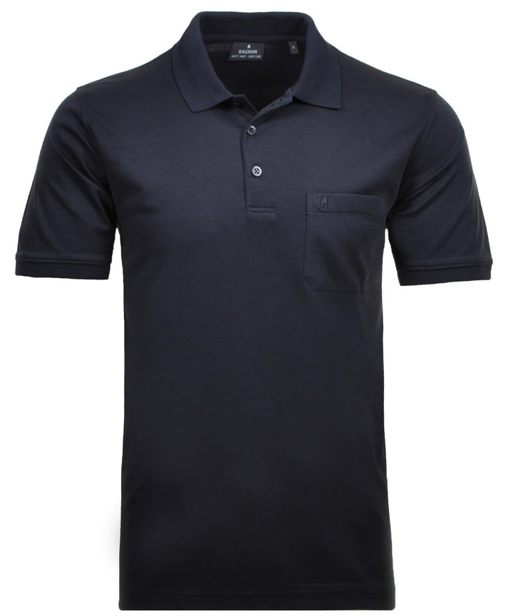 RAGMAN Herren Softknit-Polo mit Brusttasche, Kurzarm S Marine-070, S Marine-070