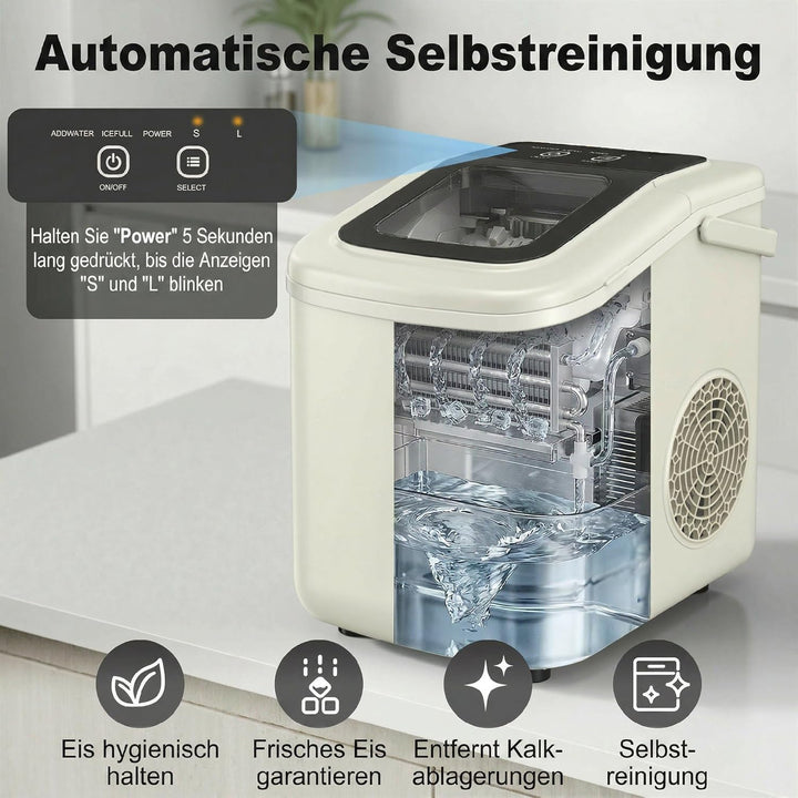 HOMCOM Eiswürfelmaschine Klein 12 kg 24 Std., 9 Eiswürfel in 7-10 Minuten, 2 Grössen von Eiswürfeln,