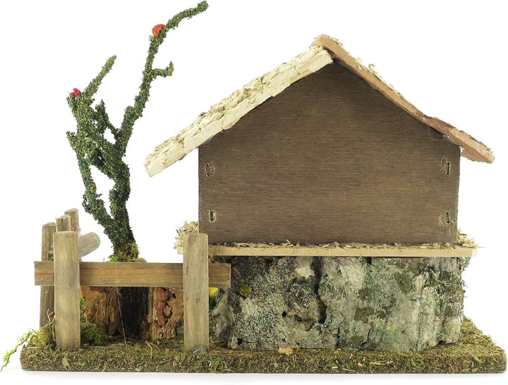 Bertoni Miniatur Hühnerstall mit Hühner und Treppe, Holz, Mehrfarbig, 19 x 15 x 14 cm