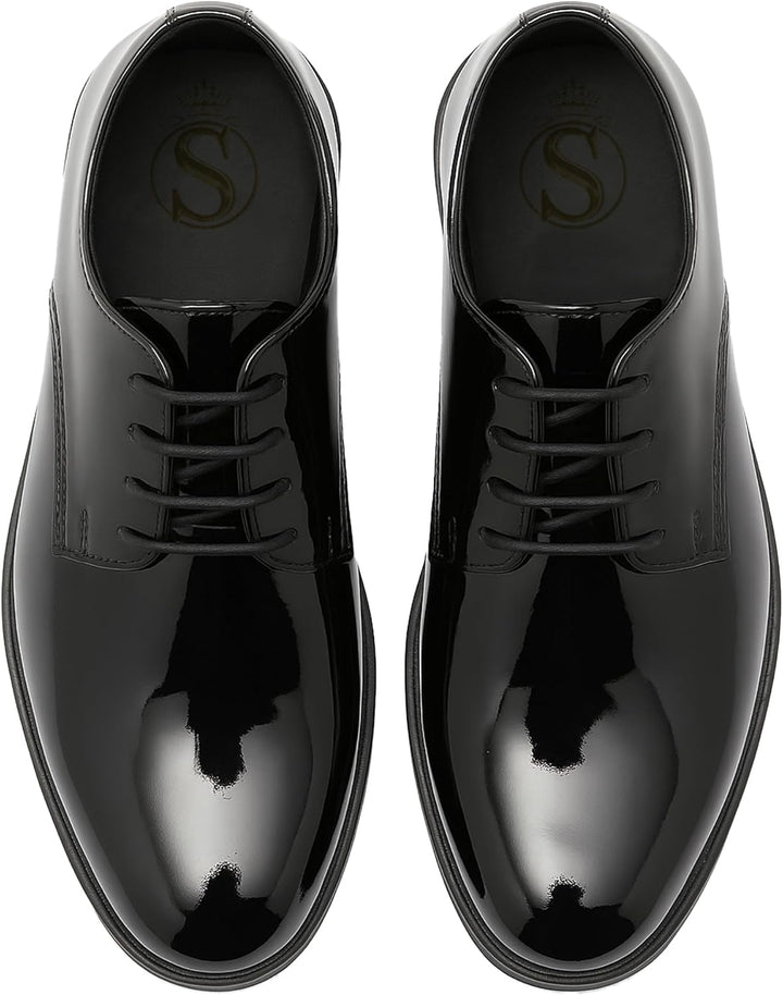 SIRRI Jungen-Derby-Schuhe aus Lackleder für formelle Kleidung zum Schnüren für Hochzeit und Abschlus