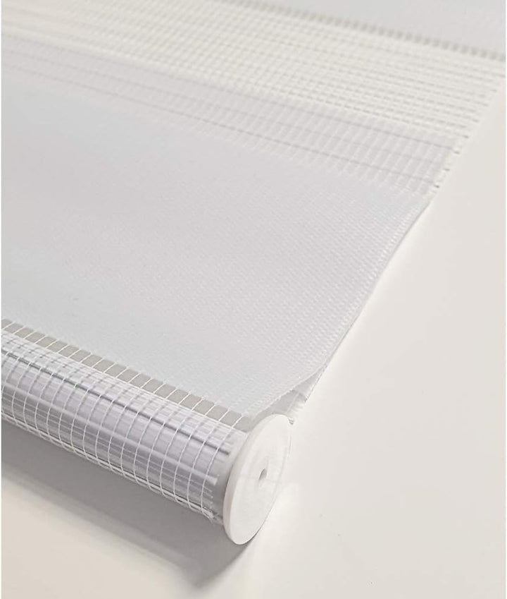 Madecostore Doppelrollo, für Tag/Nacht, Weiss, 45 x 190 cm, Befestigung mit oder ohne Bohren – passe