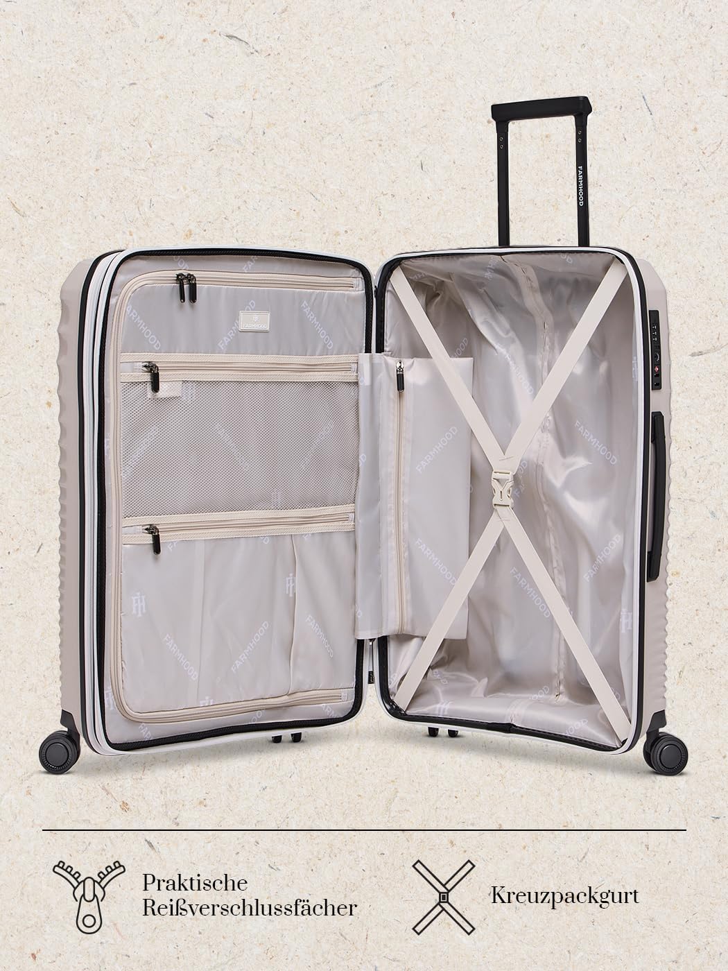 Eco Edition Mittelgrosser Hartschalen Koffer nachhaltig | Trolley 44 x 26 x 67 cm mit Dehnfalte von