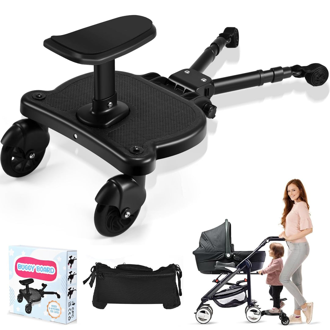 Mevip Buggy Board mit Sitz, Trittbrett Mitfahrbrett universal, Kinderwagen Board mit Kinderwagen Org