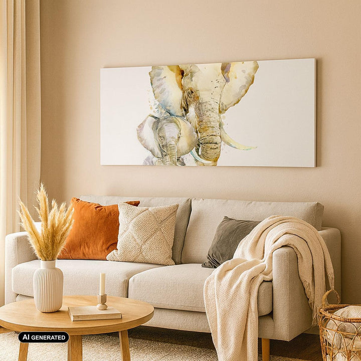 Wandbilder Dekoration Wohnzimmer Elefanten tier safari afrika Panorama Bilder auf Leinwand 120x50cm