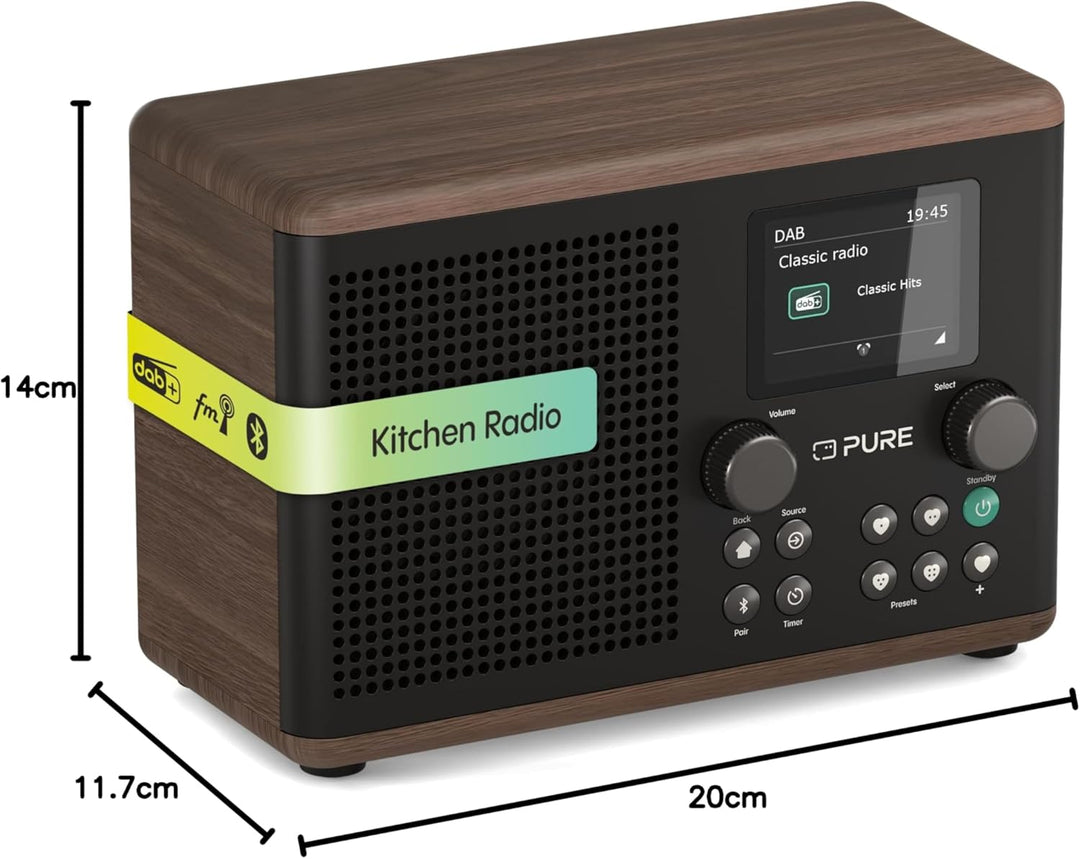 Pure Classic H4 Digitales Küchenradio (DAB+/FM, Bluetooth, USB, AUX, Küchentimer, Wecker), Coffee Bl