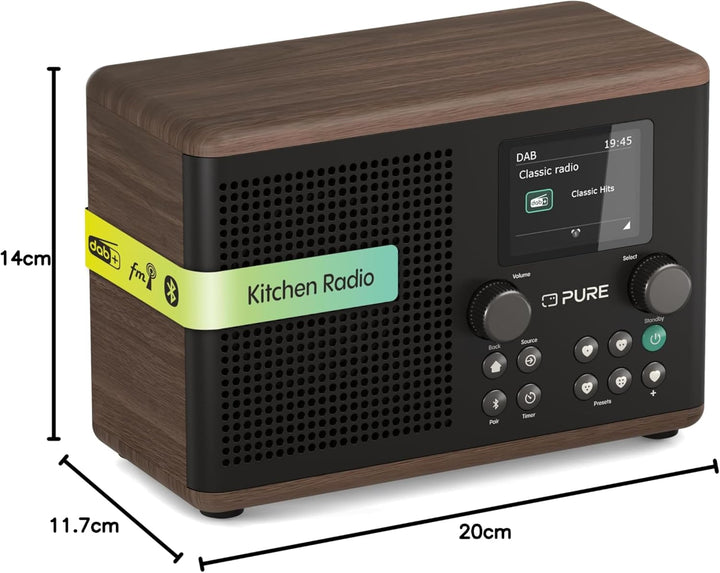 Pure Classic H4 Digitales Küchenradio (DAB+/FM, Bluetooth, USB, AUX, Küchentimer, Wecker), Coffee Bl