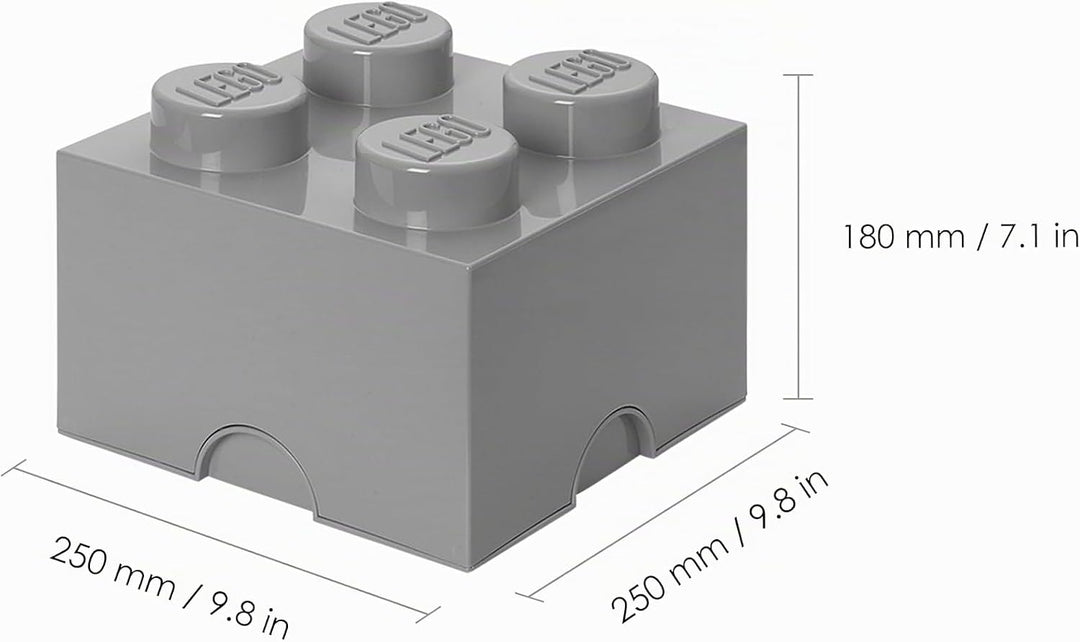 Room Copenhagen RC40031740 Lego Storage Brick 4er grau, 25 x 25,2 x cm Medium Stone Grey, Medium Sto