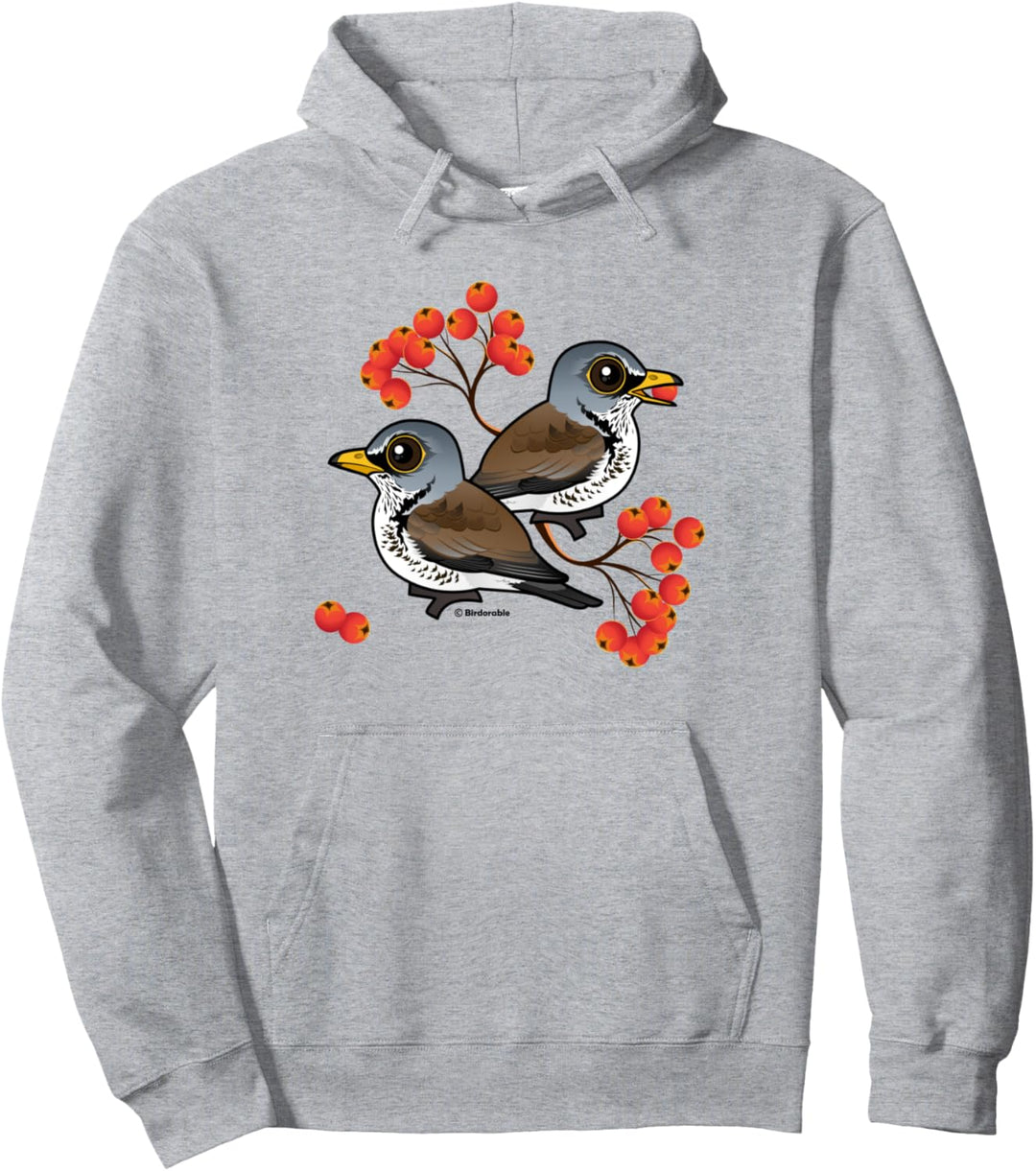 Fieldfares with Berries | Wacholderdrossel Pullover Hoodie