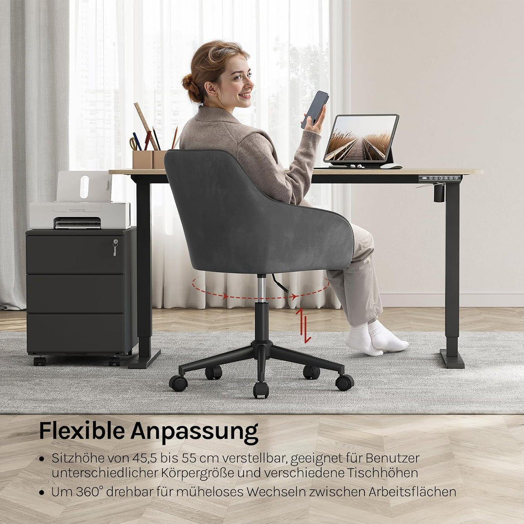 WOLTU Homeoffice Stuhl, Schreibtischstuhl, Drehstuhl, Schminkstuhl, höhenverstellbar, bis 150 kg bel