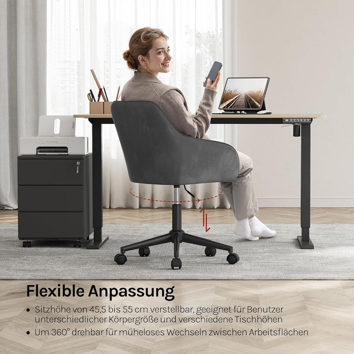 WOLTU Homeoffice Stuhl, Schreibtischstuhl, Drehstuhl, Schminkstuhl, höhenverstellbar, bis 150 kg bel
