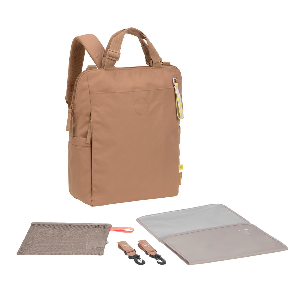 LÄSSIG Baby Wickelrucksack Wickeltasche mit Wickelunterlage, Kinderwagenbefestigung, Netztasche/GRE