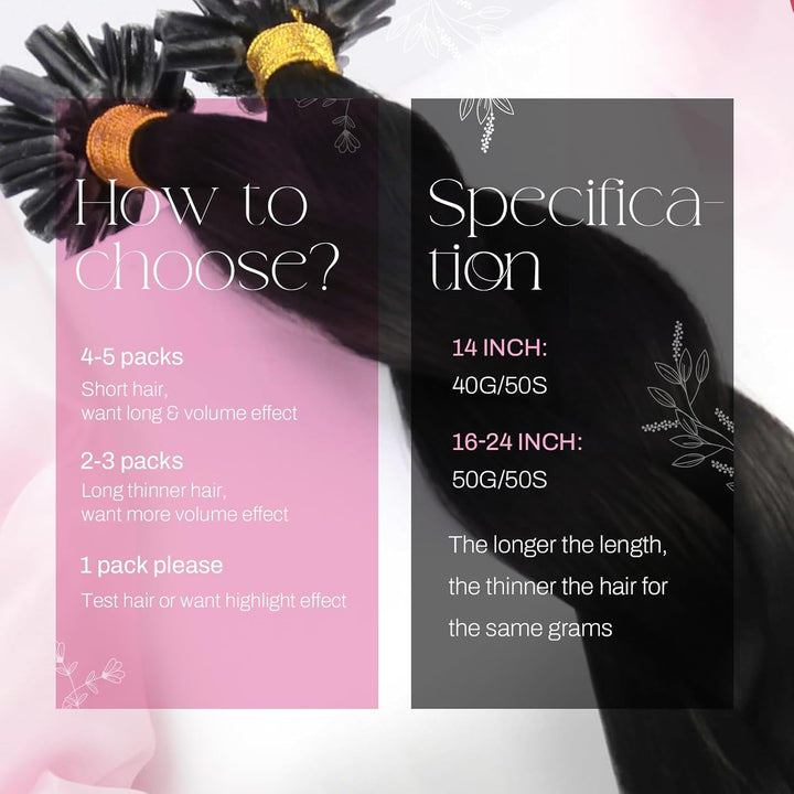 Moresoo Echthaar Extensions Bondings 60cm U Spitzen Haarverlängerungen Remy Keratin Hair Extensions