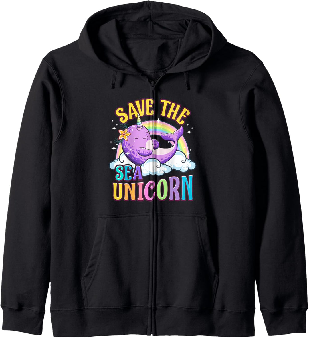 Save The Sea Einhorn Lustiges Narwhal Kostüm Mädchen Frauen Kapuzenjacke
