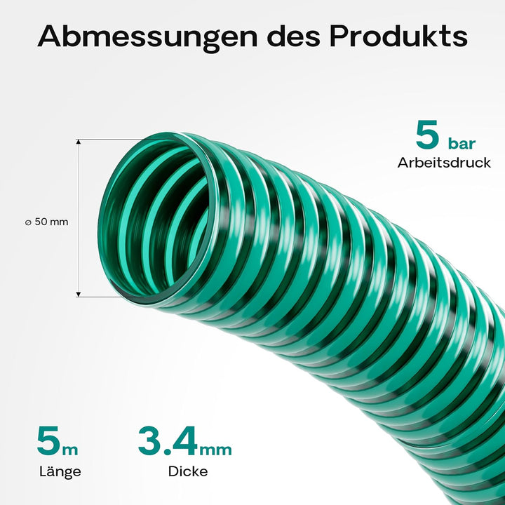 Wiltec 5m Teichschlauch 50mm (2") - Made in Europe