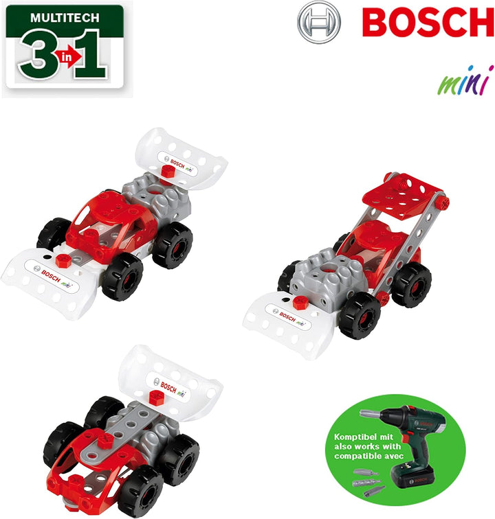 Theo Klein 8793 Bosch 3 in 1: Konstruktions-Set Racing Team | Zum BAU verschiedener Rennfahrzeuge I