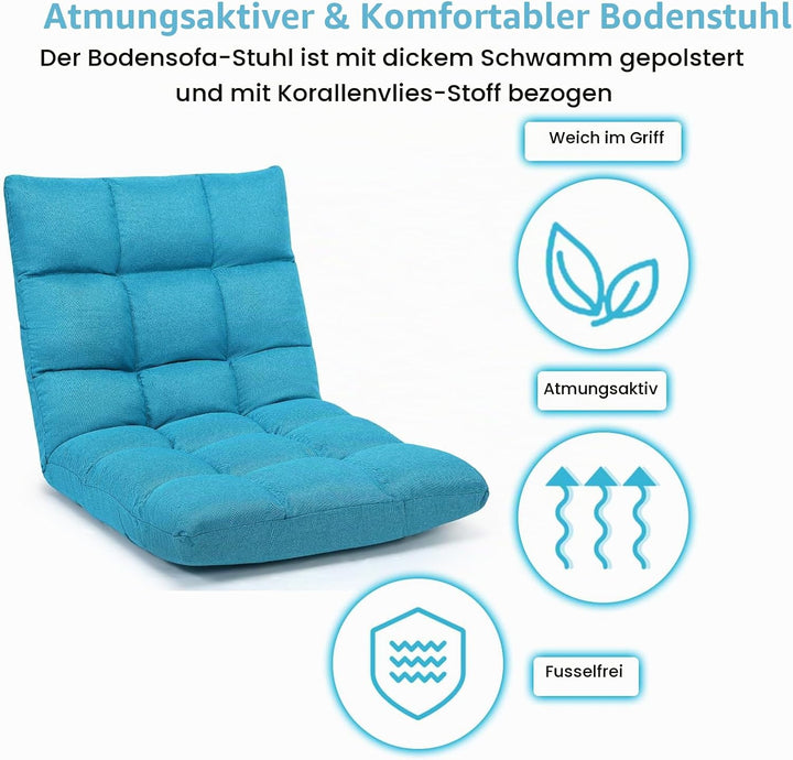 LIFEZEAL Bodenstuhl gepolstert, Bodensessel Bodensofa mit Verstellbarer Rückenlehne, Meditationsstuh