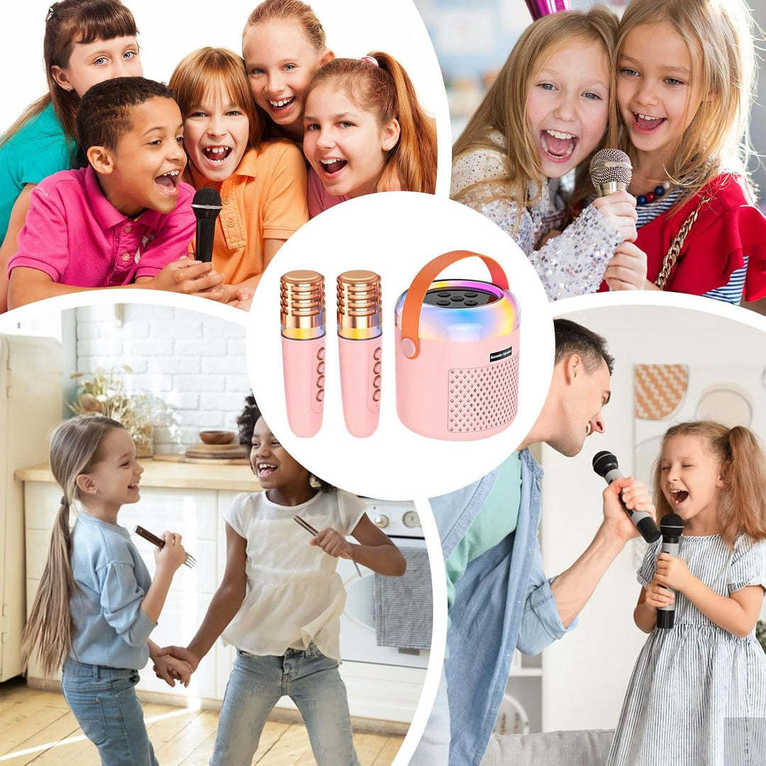 Kleine Karaoke Maschine - Musikabspieler Mit LED-Lichtern - Tragbarer Karaoke-Lautsprecher mit Mikro