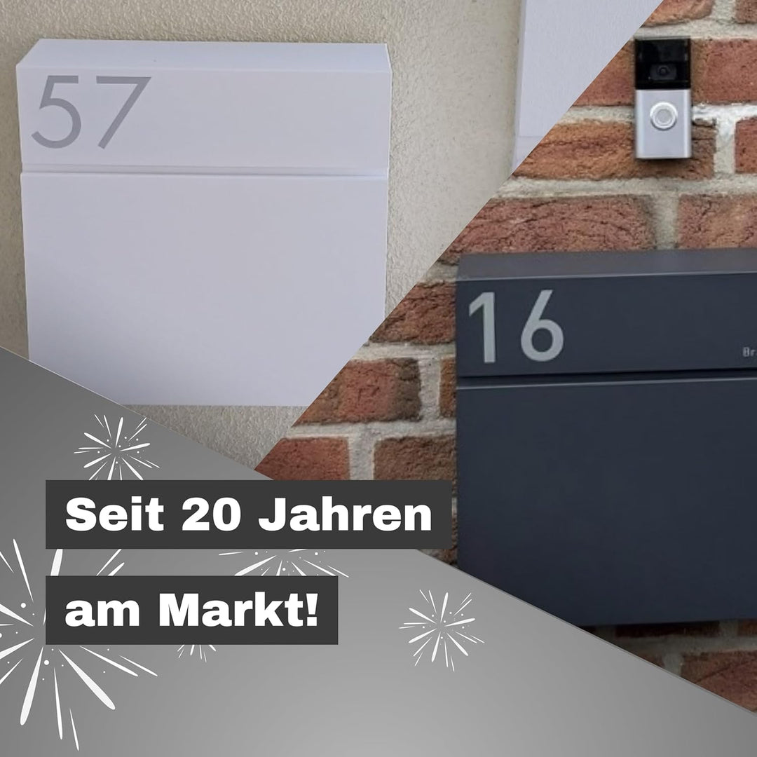 Radius® Designer Briefkasten Edelstahl - Briefkasten mit Zeitungsfach für Zeitungsrolle - Postkasten