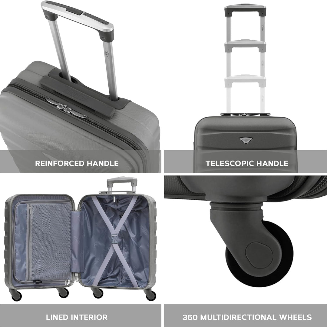 Flight Knight Leichte 4-Rad-ABS-Hartschalenkoffer Handgepack, zugelassen fur uber 30 Fluggesellschaf