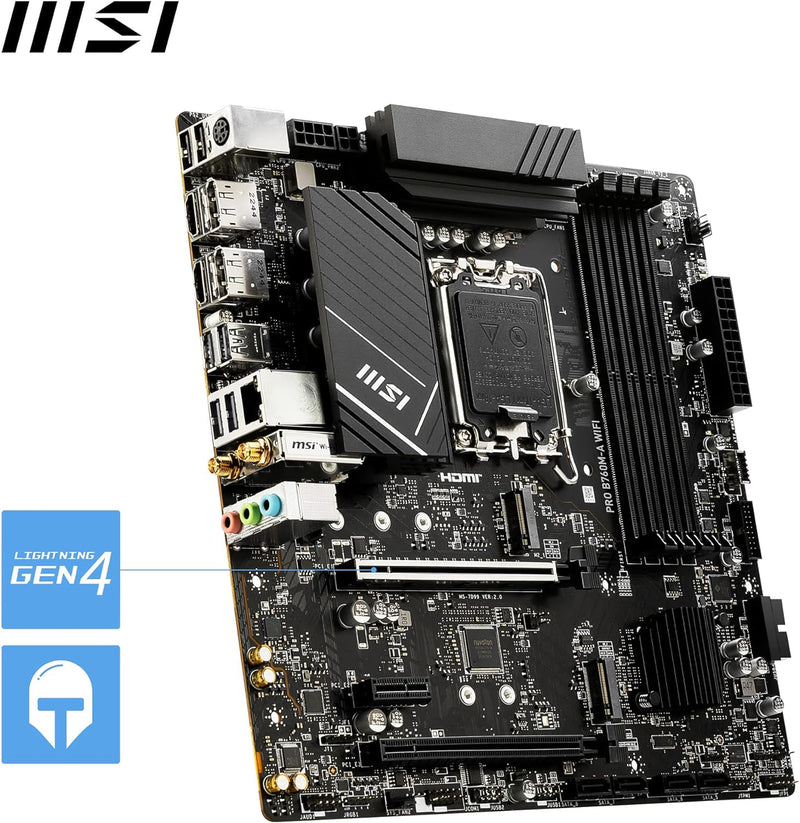 MSI PRO B760M-A WiFi Motherboard, Micro-ATX - Für Intel Core Prozessoren der 12. und 13. Generation,