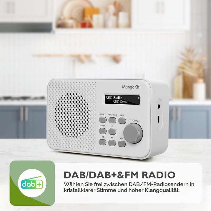 MangoKit MD2 DAB Radio mit Bluetooth,DAB Plus Radio,Digitalradio,UKW Radio,Tragbares Dab Radio,Klein