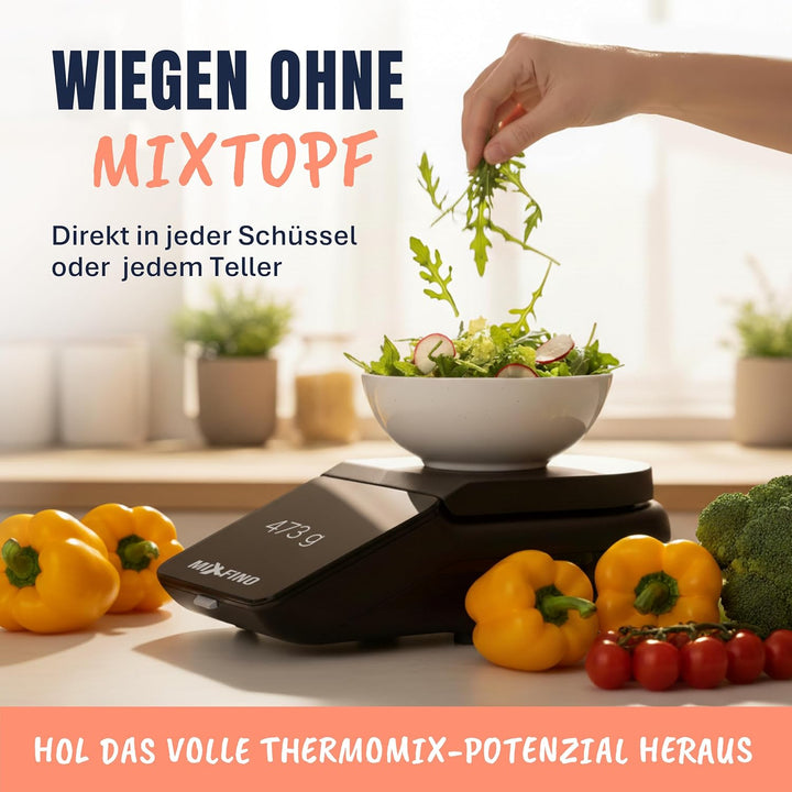 WiegeBase für Thermomix TM7 Zubehör verwandelt TM7 zur Plattformwaage für präzises Wiegen ohne Mixto