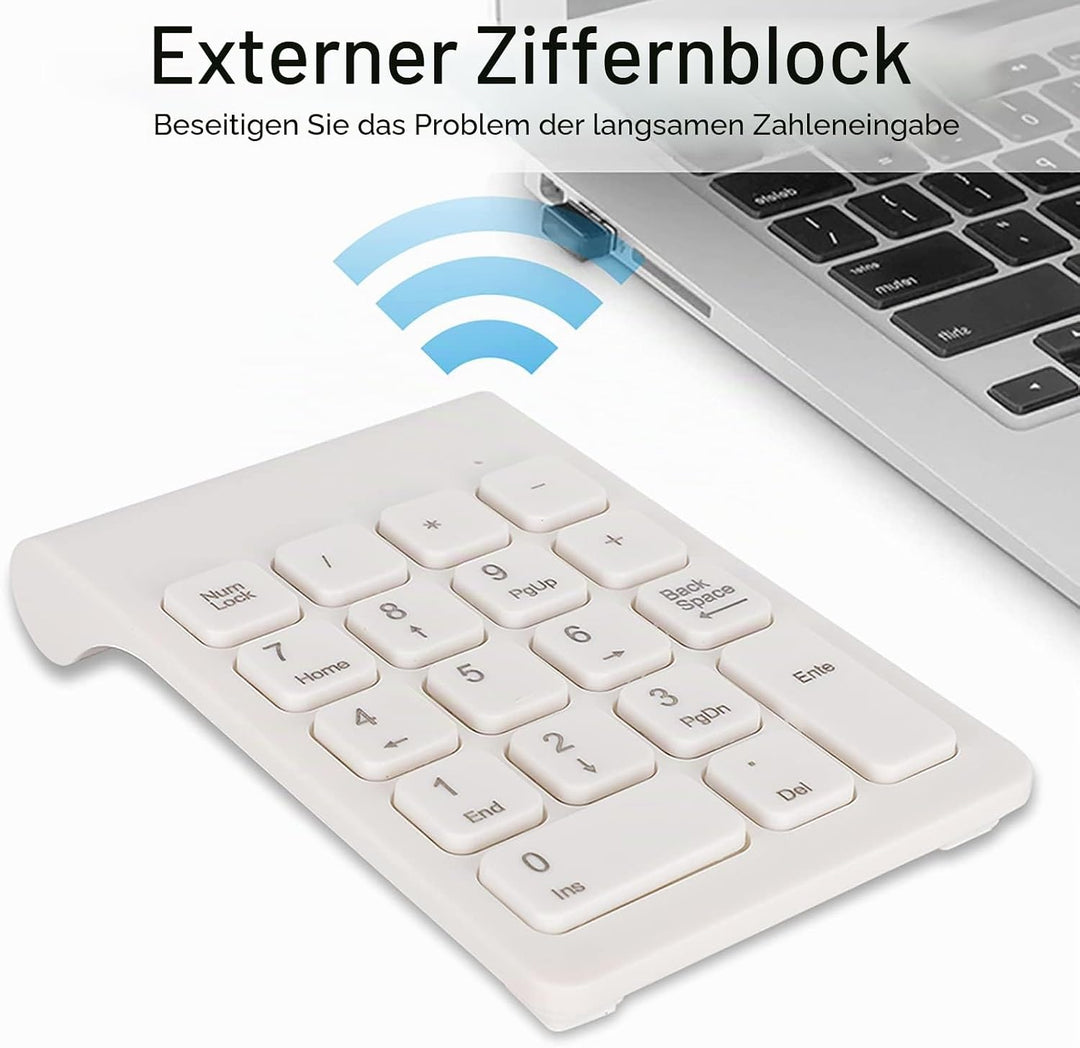 Drahtlose Nummernblöcke, Ergonomischer Nummernblock Numpad 18 Tasten Tragbare 2,4-GHz-USB-Finanzbuch
