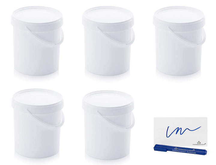 MARKESYSTEM – Catering Eimer – Packung mit 5 x 10,8 L – Eimer aus Kunststoff mit Deckel – stapelbare