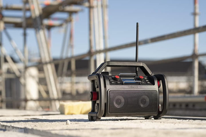 PerfectPro Baustellenradio ROCKPRO, DAB+ und UKW-Empfang, Bluetooth, Inklusive Ladegerät und Lithium