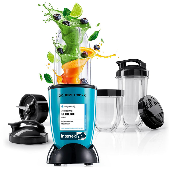 GOURMETmaxx Mr. Magic Power Pro Mixer 400 Watt | Smoothie Maker mit to go Deckel | Standmixer mit Mi