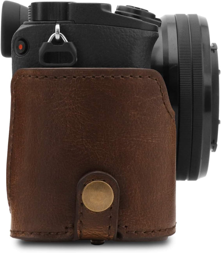 MegaGear Ever Ready Leder Kameratasche mit Trageriemen kompatibel mit Sony Alpha A6100, A6400 (18-13