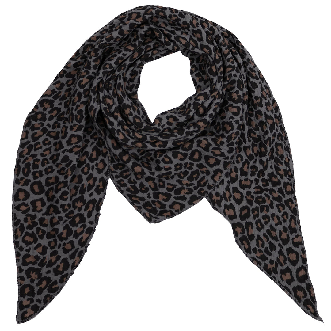 Damen Musselin Halstuch Made in Italy mit Leoprint oder Unifarben – Leichtes Dreieckstuch für Frühli