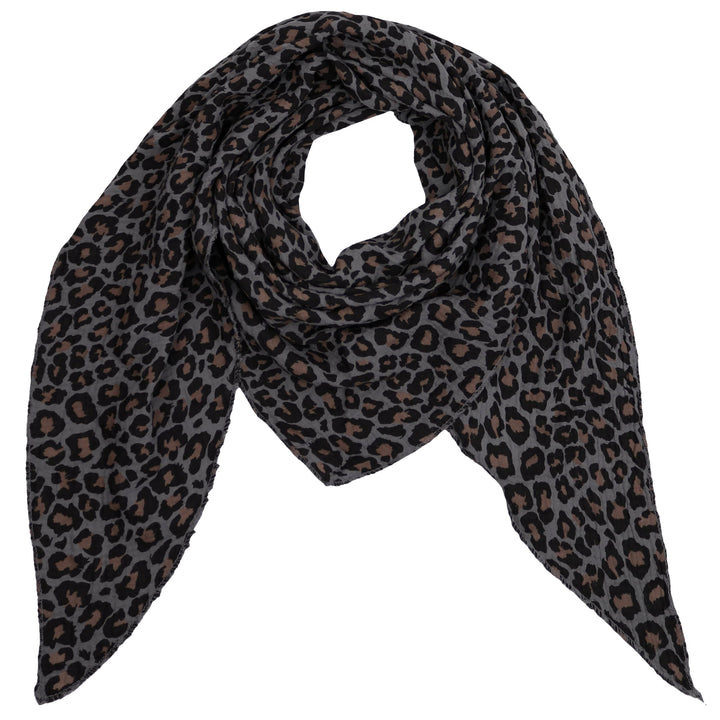 Damen Musselin Halstuch Made in Italy mit Leoprint oder Unifarben – Leichtes Dreieckstuch für Frühli