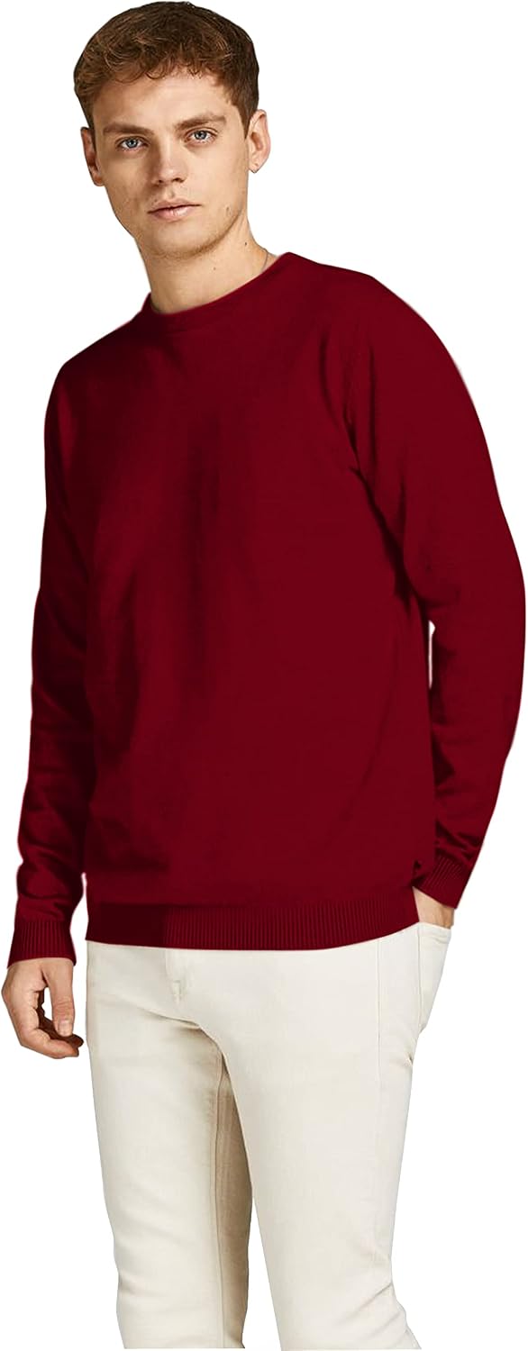 JACK &amp; JONES Male Strickpullover Einfarbig Strickpullover M Rot (Red Dahlia), M Rot (Red Dahlia)