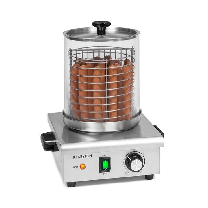Klarstein Pro Wurstfabrik 450 Profi Hot Dog Maker, 450 Watt, 30-100 °C, Glaszylinder: Ø 20 cm, unter