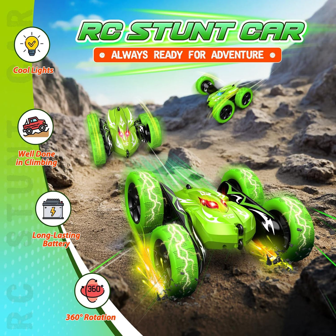 Ferngesteuertes Auto, 2,4GHz RC Auto Spielzeug ab 3-9 Jahre Junge, 360° Flip, Drehbare, LED Blinken,