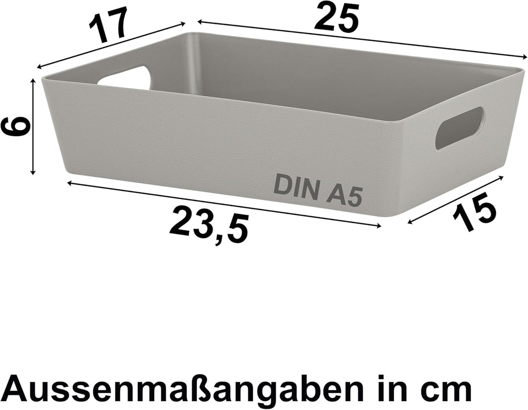 #11 6x Schubladenorganizer Ordnungsbox - 6 cm hoch - 17x25x6 - Taupe mit Lederoptik - Ordnungskorb R