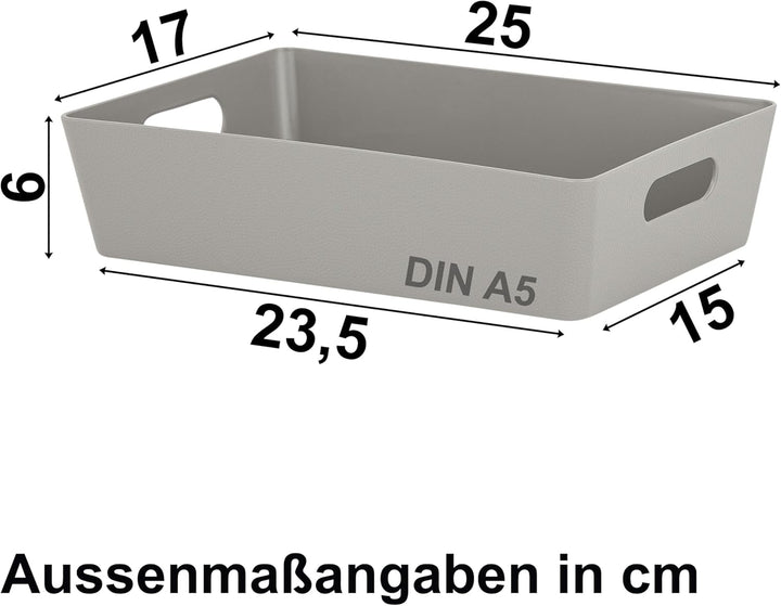 #11 12x Schubladenorganizer Ordnungsbox - 6 cm hoch - 17x25x6 - Taupe mit Lederoptik - Ordnungskorb