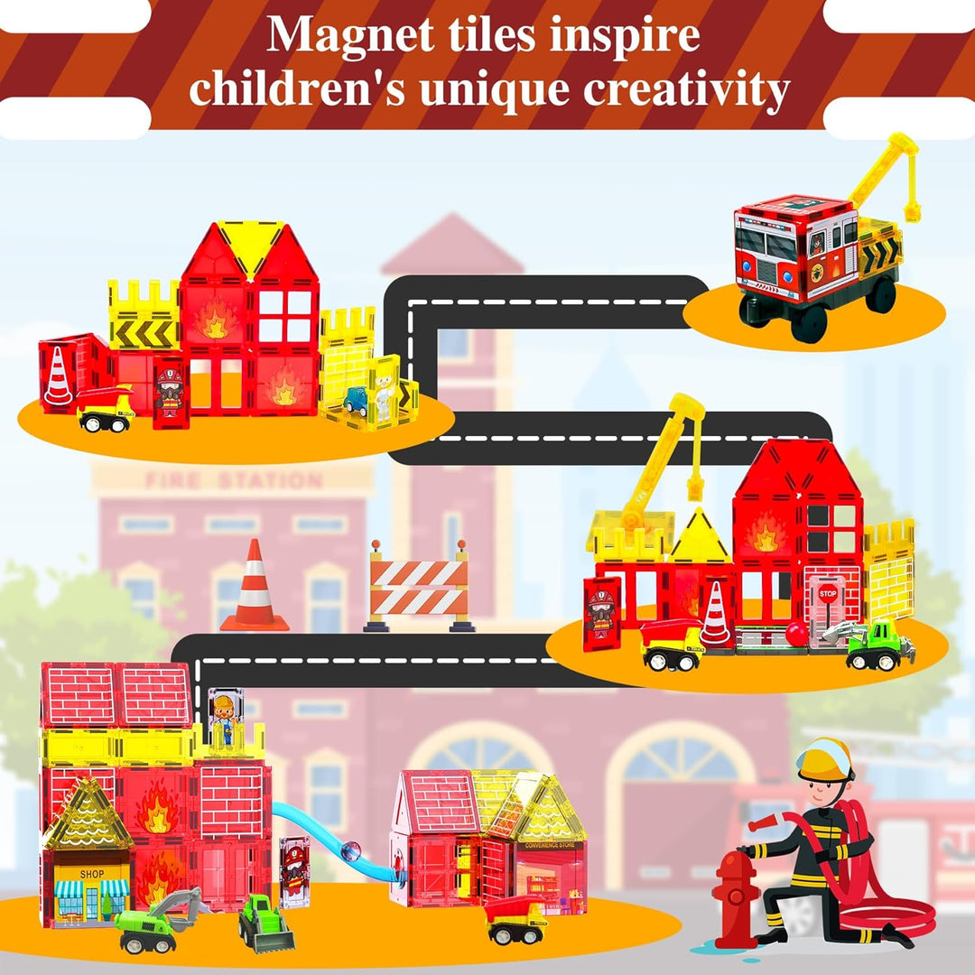 Magnetische Bausteine, Bausteine für Strass- und Feuerwehrthema, Magnete Kinder, Magnetbausteine mit