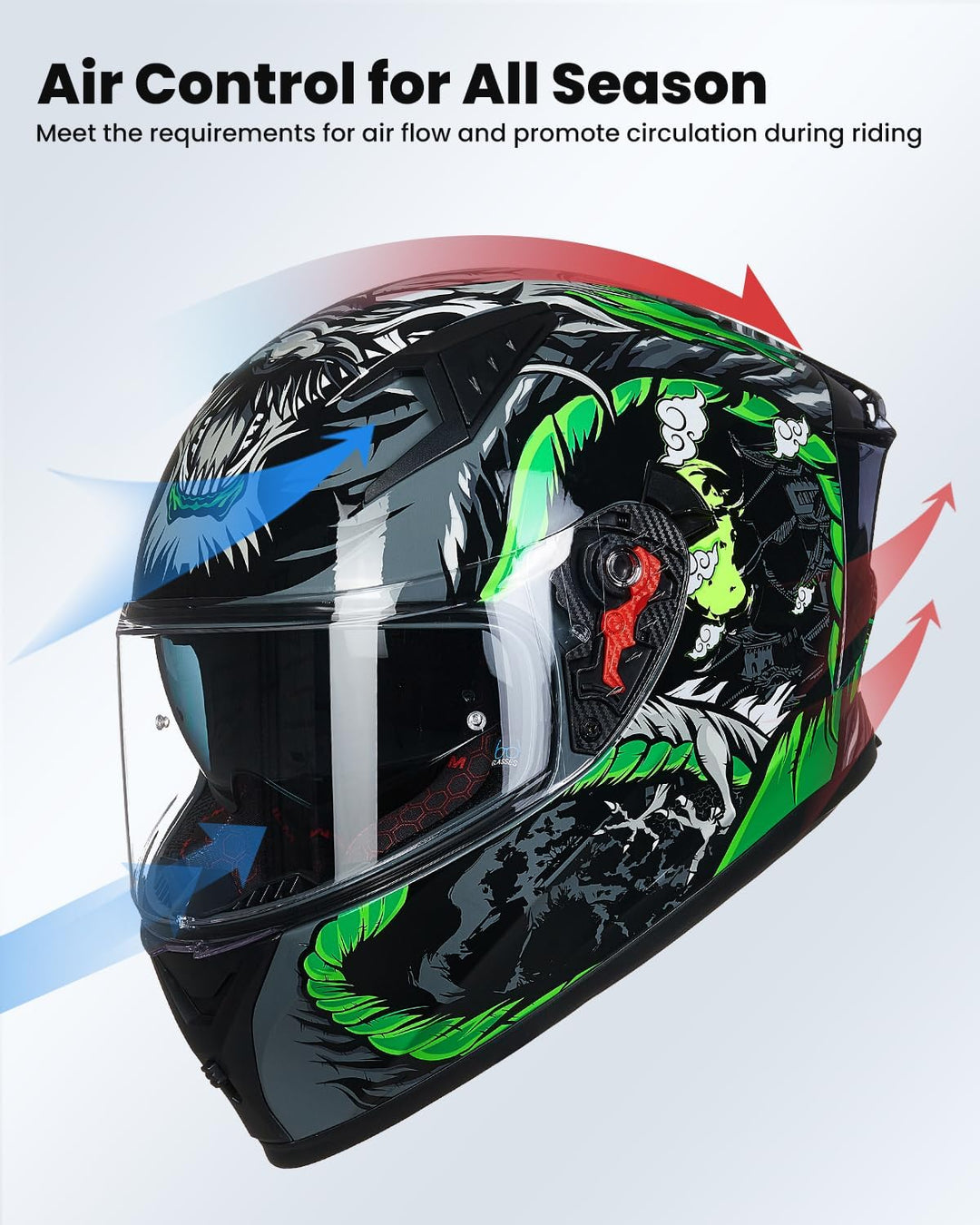 ILM Motorradhelm Integralhelm Herren Damen-Motorcycle Helmet mit 2 Visieren Pinlock-kompatiblen klar