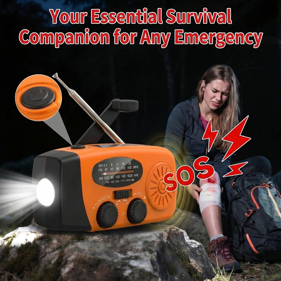 Notfallradio, Kurbelradio mit 2000mAh Power Bank & Solar, AM/FM Radio mit SOS-Alarm Leselicht, Innen