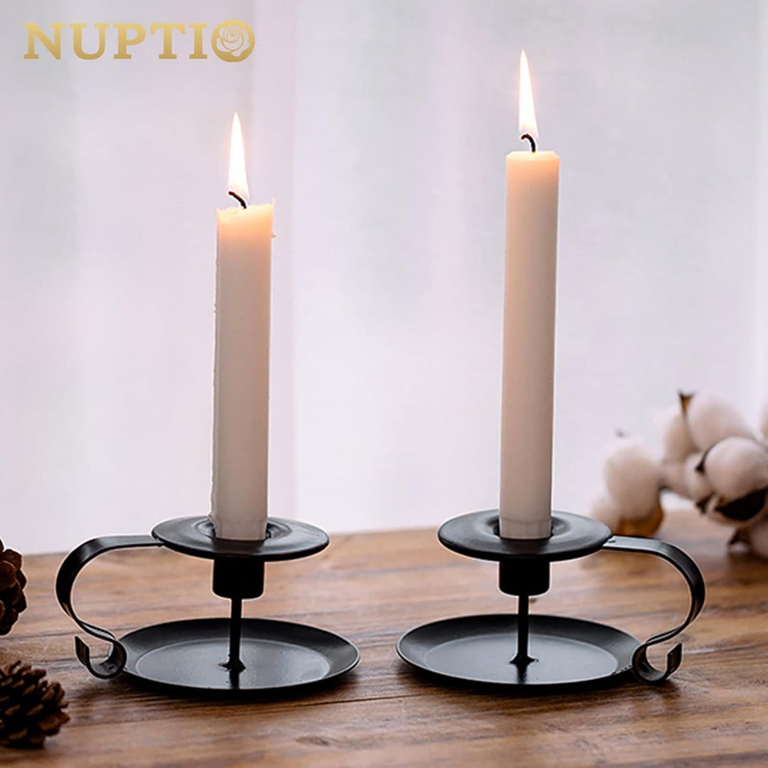 Nuptio Stück von 4 Vintage Stil Schmiedeeisen Kegelförmige Kerzenhalter, Langer Kerzenhalter mit Gri