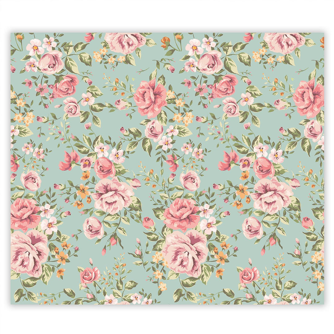 SmartDecoration Herdabdeckplatte Ceranfeldabdeckung aus Glas 60x52 cm Einteilig Motiv "Blumen" Blau