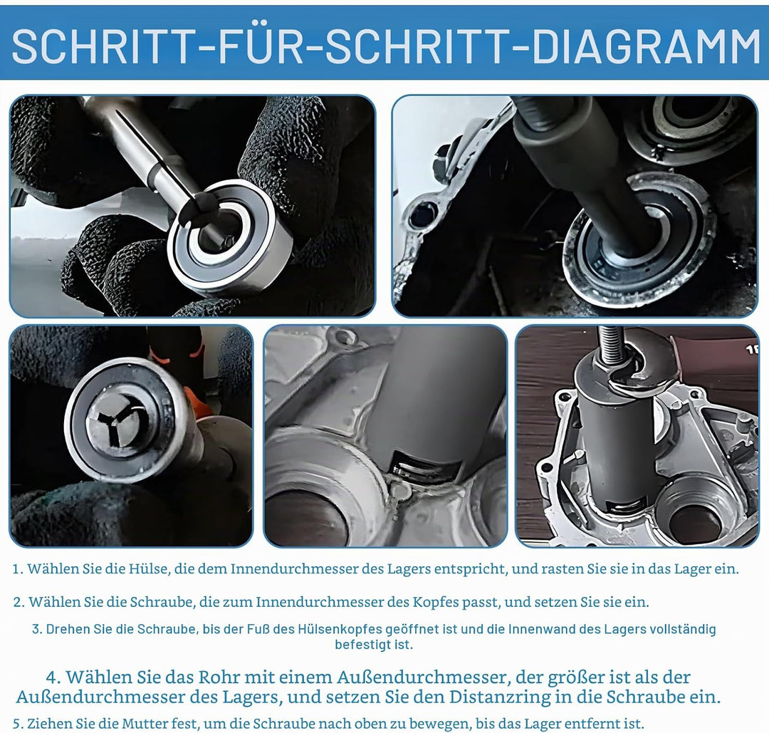 Lagerabzieher Innen, 9-23mm Innenlager Abzieher Set, Motorrad Innenabzieher Lager mit 5 Grössen Offe