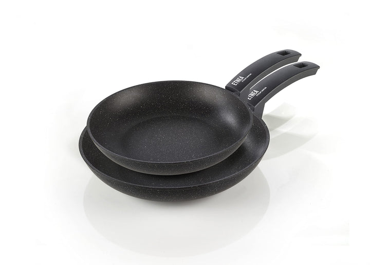 Moneta Etnea Bratpfannen Set 24-28, Aluminum, Schwarz - Stein Optik, 24-28cm Set 2 Stk Bratpfanne 24