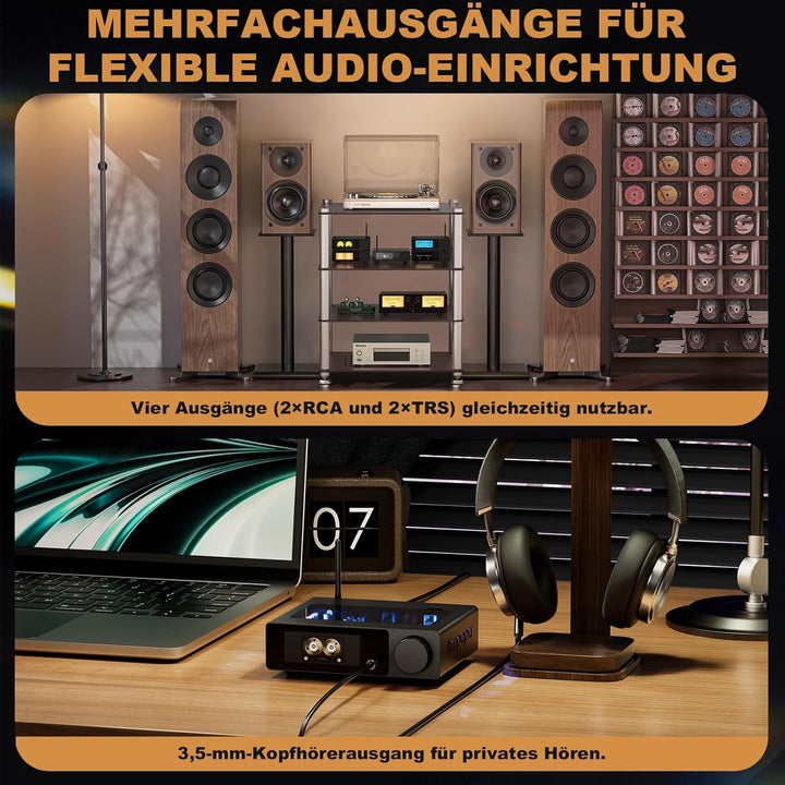 Ampapa Q1 Digital-Analog-Wandler: HiFi USB DAC Adapter 768 kHz/32 Bit DSD512, APTX-HD Bluetooth 5.2