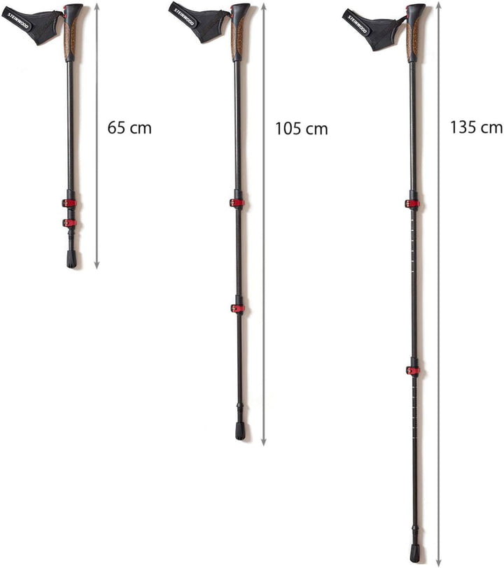Steinwood Premium 100% Carbon Nordic Walking Stöcke verstellbar mit Teleskop und Klemmverschluss mit