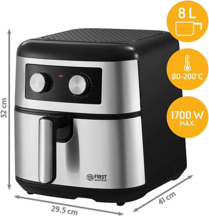 TZS First Austria Air Fryer 8 L | 80-200°C | Mechanische Steuerung | Antihaftbeschichtung | 1700 W |