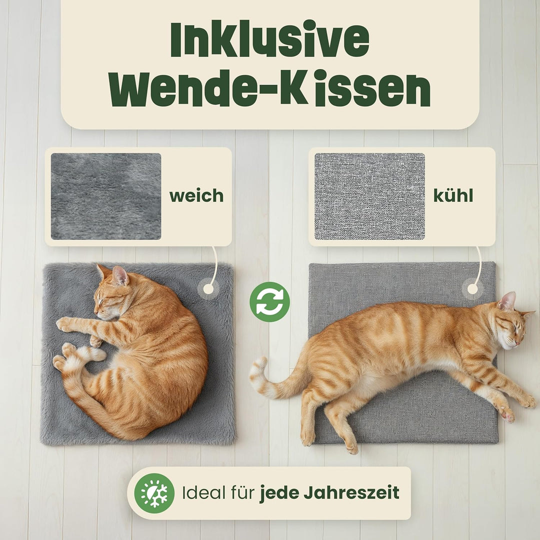 zooprinz katzenhöhle cat cave – kuschelhöhle für Katzen & grosse Katze, warmes katzenbett beige mit