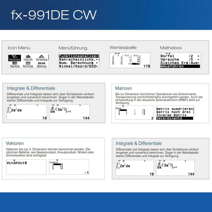 Casio FX-991DE CW ClassWiz technisch wissenschaftlicher Rechner, deutsche Menüführung FX-991DE CW Oh